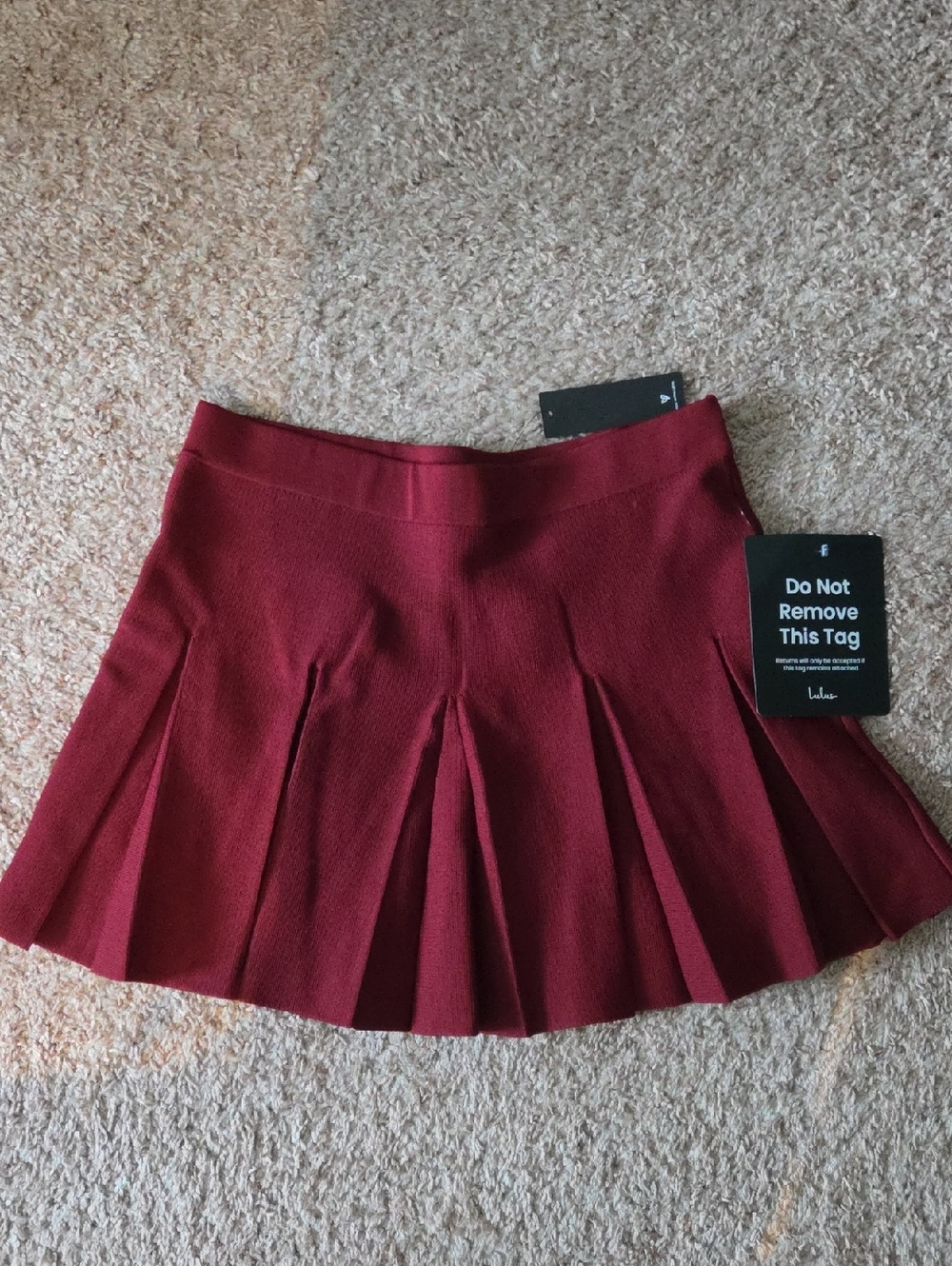 Lulus Alyne Burgundy Knit Mid-rise Pleated Mini Skirt Red - Size L